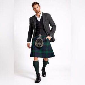 The Kilt Black Watch Plaid Tartan Wrap Skirt Size 38-40 Traditional Heritage